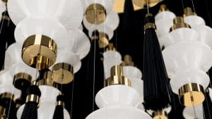 Murano and chrome chandelier, contemporary style