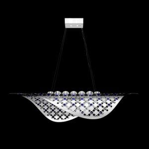Modern steel chandelier and lighting cascade, contemporary style