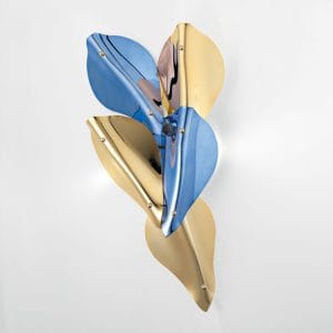 Plated metal and mirrored glass applique, contemporary style