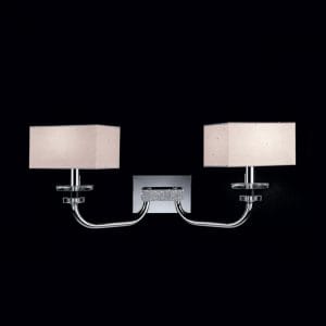 Shiny chrome metal and Swarovski crystal applique, clean and minimal style