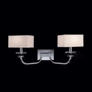 Shiny chrome metal and Swarovski crystal applique, clean and minimal style