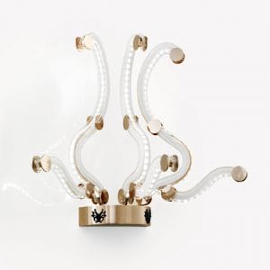 Gold plated metal and clear Murano glass applique, contemporary style