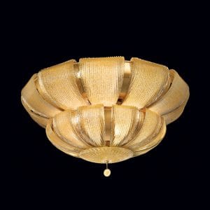 Gold effect Murano glass ceiling lamp, deco inspiration style