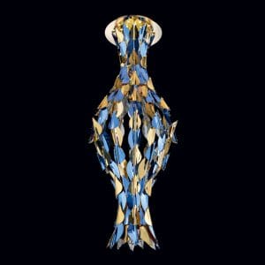 Plated metal and mirrored glass cascade chandelier, contemporary style