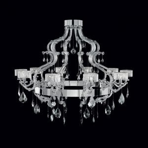 Murano glass and crystal Swarovski chandelier, clear contemporary style