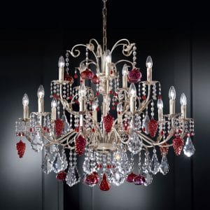 Metal and Murano glass chandelier, precious classic style