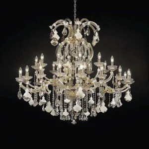 Crystal pendants and Murano glass chandelier, Maria Theresa classic style