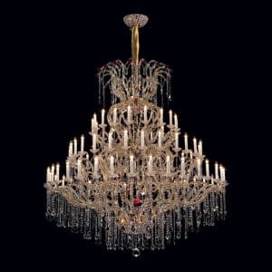 24 carats gold plated metal, Murano glass and Swarovski crystal chandelier, great and prestigious style