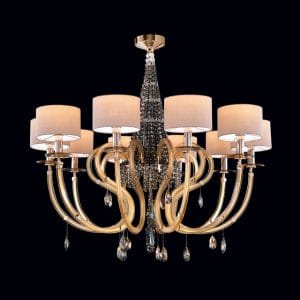 Murano glass, crystal and bronze finishings chandelier, contemporary style
