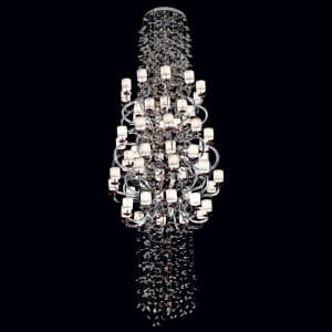 Murano glass, metal and Swarovski Elements crystals cascade chandelier, modern concept of Maria Theresa style