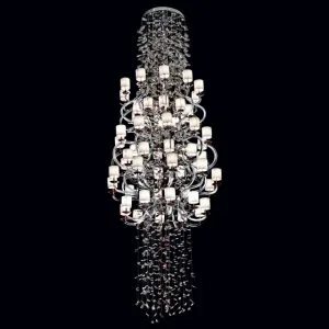 Murano glass, metal and Swarovski Elements crystals cascade chandelier, modern concept of Maria Theresa style