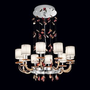 Murano glass, metal and Swarovski Elements crystals chandelier, contemporary concept of Maria Theresa style