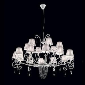 Painted metal and Swarovski Elements crystals chandelier, elegant retrò style