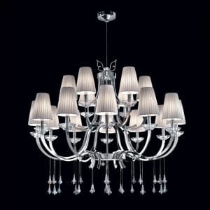 Shiny chrome metal and Swarovski Elements crystals chandelier, contemporary design