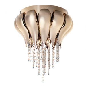 Shiny metal and Swarovski Elements chains chandelier, elegant style