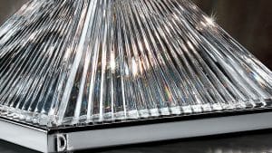 Table lamp in pure crystal and crome frame, modern and minimal style