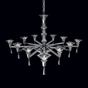 Chrome and crystal design chandelier, contemporary style