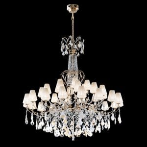 Murano glass, cut crystals and light gold finishings chandelier, contemporary style