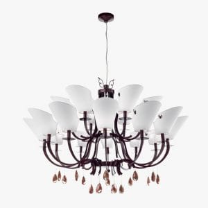 Painted or plated metal and Murano glass chandelier, contemporary style