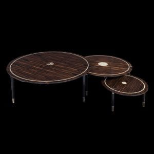 Purity tris table made of ebony with mother of pearl