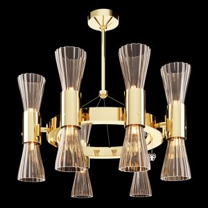 Metal and Murano glass chandelier, deco style