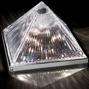 Table lamp in pure crystal and crome frame, modern and minimal style