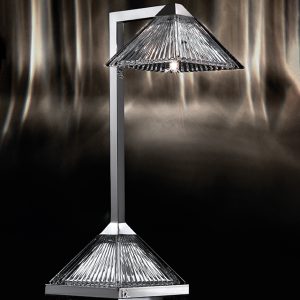 Table lamp in pure crystal and crome frame, modern and minimal style