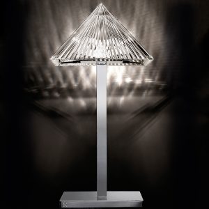 Table lamp in pure crystal and crome frame, modern and minimal style