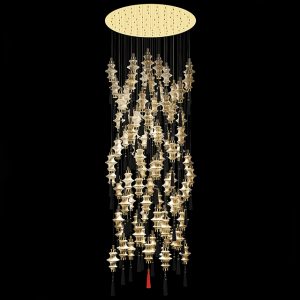 Murano glass lighting cascade chandelier, contemporary style