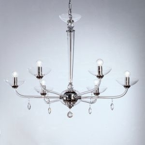 Murano and chrome chandelier, contemporary style