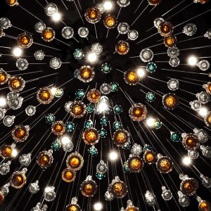 Murano glass lighting cascade chandelier, contemporary style, artwork