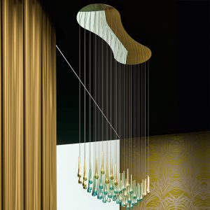 Murano glass lighting cascade chandelier, contemporary style, artwork