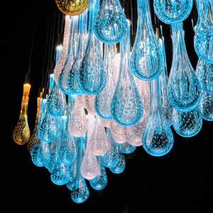 glass drops of Murano Glass form Lir cascade lighting