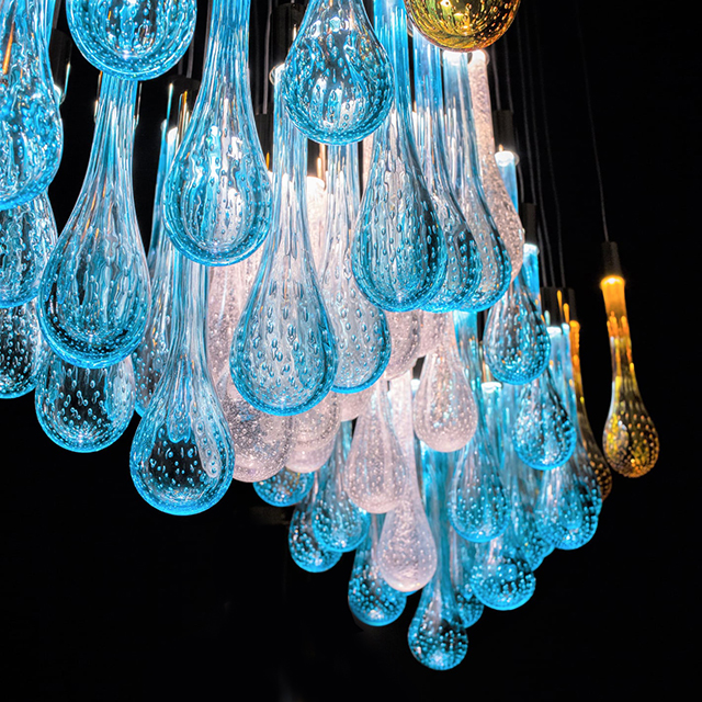 glass drops of Murano Glass form Lir cascade lighting