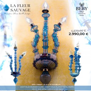 Blue Murano Glass wall lamp by Beby Italy