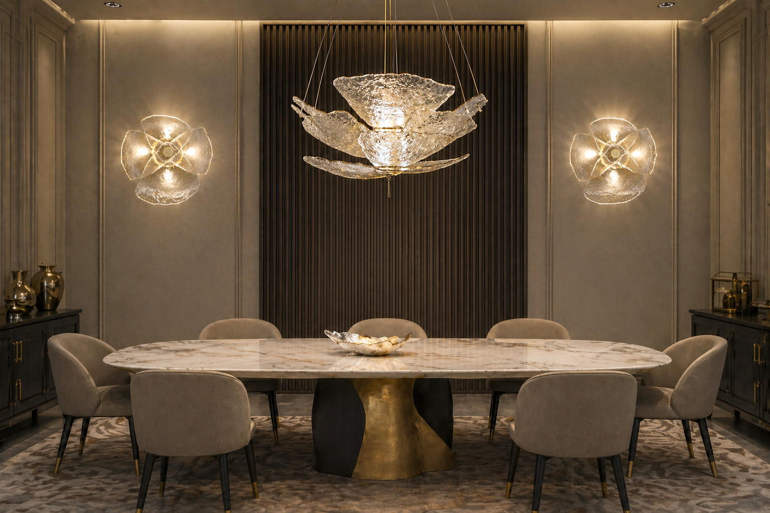 Modern Living interior design with Murano Chandelier by Beby Italy